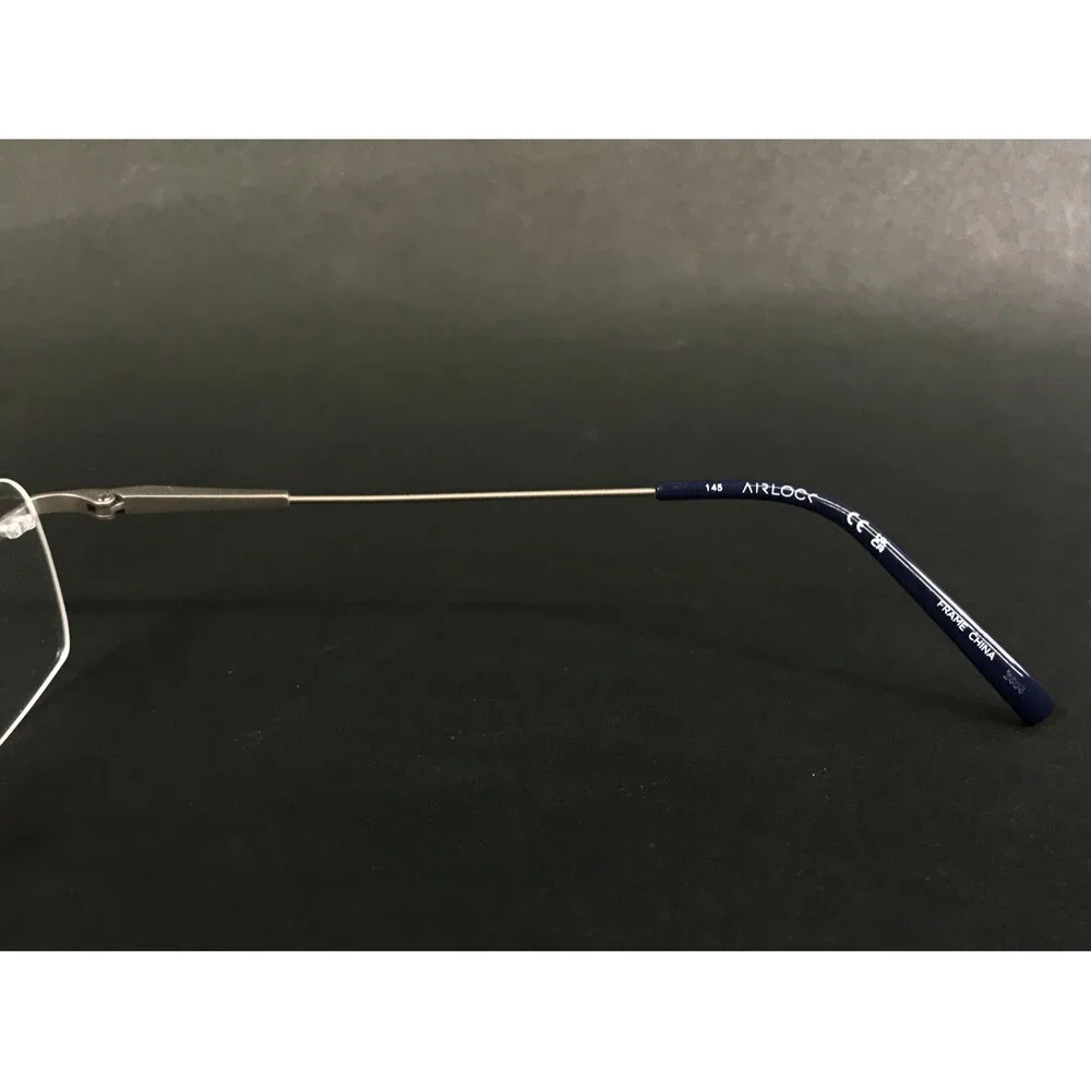 Airlock Eyeglasses Frames CALIBER 203 046 Matte Silver Blue Rimless 52-18-145